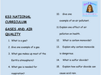 KS3 Science Gases and Air Quality Retrieval Questions | National Curriculum | 30 Questions