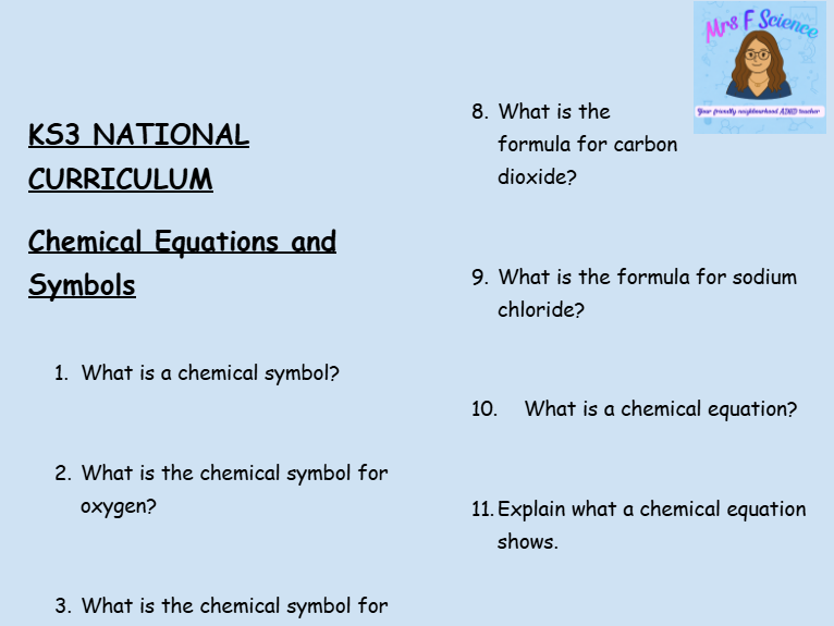 KS3 Chemistry Complete Retrieval Questions Bundle | National Curriculum | 15 Topics
