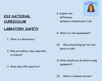 KS3 Science Lab Safety Retrieval Questions | National Curriculum | 30 Questions