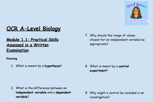 OCR A-Level Biology Worksheets – Module 1.1: Practical Skills