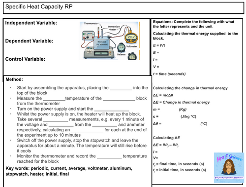 GCSE Physics SHC Required Practical Worksheet | KS4 | AQA
