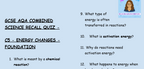 Energy Changes - GCSE Chemistry C5 Retrieval Questions | AQA Foundation Tier | PDF Digital Download