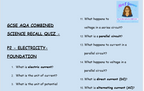 Electricity - GCSE Physics P2 Retrieval Questions | AQA Foundation Tier | PDF Digital Download