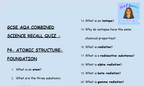 GCSE Physics P4 Atomic Structure – 30 Retrieval Questions | Foundation Tier | AQA | PDF Digital Download
