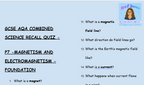 GCSE Physics P7 Magnetism & Electromagnetism – 30 Retrieval Questions | Foundation Tier | AQA | PDF Digital Download