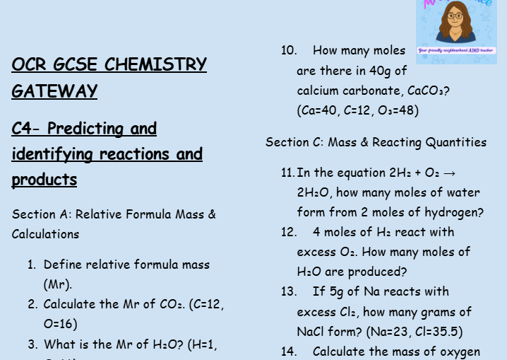 Predicting and Identifying Reactions and Products - GCSE Chemistry C4 Retrieval Questions | OCR Gateway Science