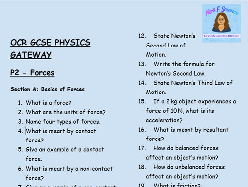 Complete Physics Retrieval Bundle | P1-P6 | OCR Gateway Science | PDF Digital Download