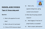 Forces Doing Work – GCSE Physics Topic 8 Retrieval Questions | Edexcel | PDF Digital Download