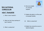 KS3 Science Heat Transfer Retrieval Questions | National Curriculum | 30 Questions