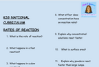 KS3 Science Rates of Reaction Retrieval Questions | National Curriculum | 30 Questions
