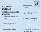 KS3 Science Particles and States of Matter Retrieval Questions | National Curriculum | 30 Questions