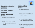 Global Challenges - GCSE Chemistry C6 Retrieval Questions | OCR Gateway Science | PDF Digital Download