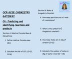 Predicting and Identifying Reactions and Products - GCSE Chemistry C4 Retrieval Questions | OCR Gateway Science | PDF Digital Download