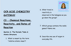 Atomic Structure and the Periodic Table - GCSE Chemistry C3 Retrieval Questions | OCR Gateway Science | PDF Digital Download