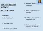 Scaling Up - GCSE Biology B2 Retrieval Questions | OCR Gateway Science | PDF Digital Download