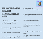 AQA GCSE Triple Science Physics & Chemistry Retrieval Bundle | P2-P7, C7 & C10 | Save 30% | PDF Digital Download