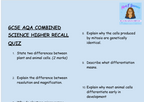 AQA GCSE Biology Higher Tier Retrieval Questions Bundle | B1-B7 | Save 30% | PDF Digital Download