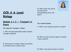 OCR A A-Level Biology: Module 3.1.3 Transport in Plants | 50 Questions & Answers