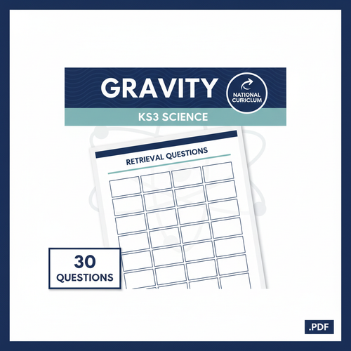 KS3 Science Gravity Retrieval Questions worksheet cover
