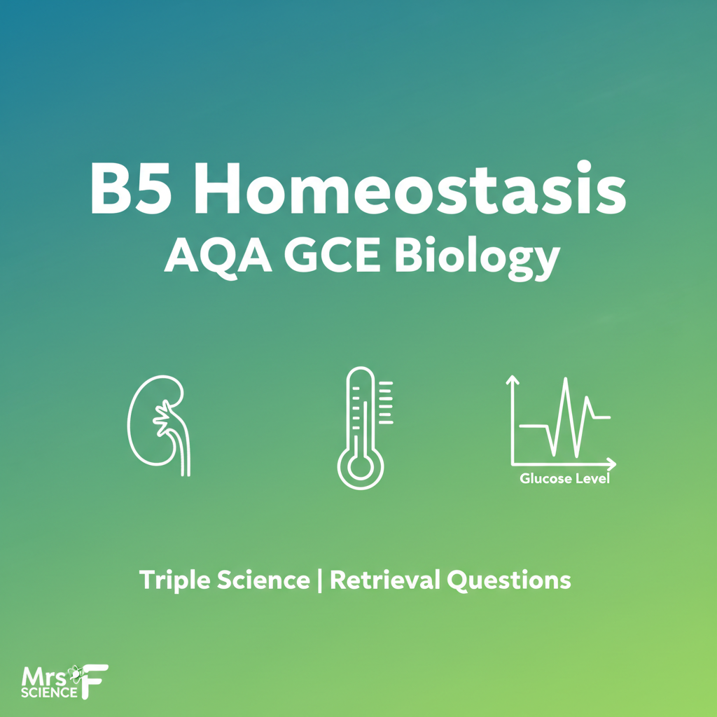 B5 Homeostasis AQA GCSE Biology Triple Science Retrieval Questions worksheet cover