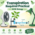 GCSE Biology Transpiration Required Practical worksheet cover showing a potometer