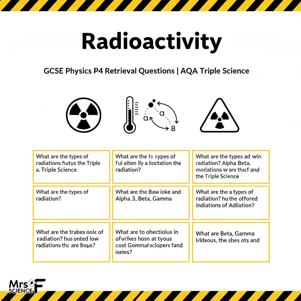 Radioactivity GCSE Physics P4 Retrieval Questions AQA Triple Science