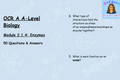 OCR A A-Level Biology Module 2.1.4 Enzymes 50 Questions and Answers