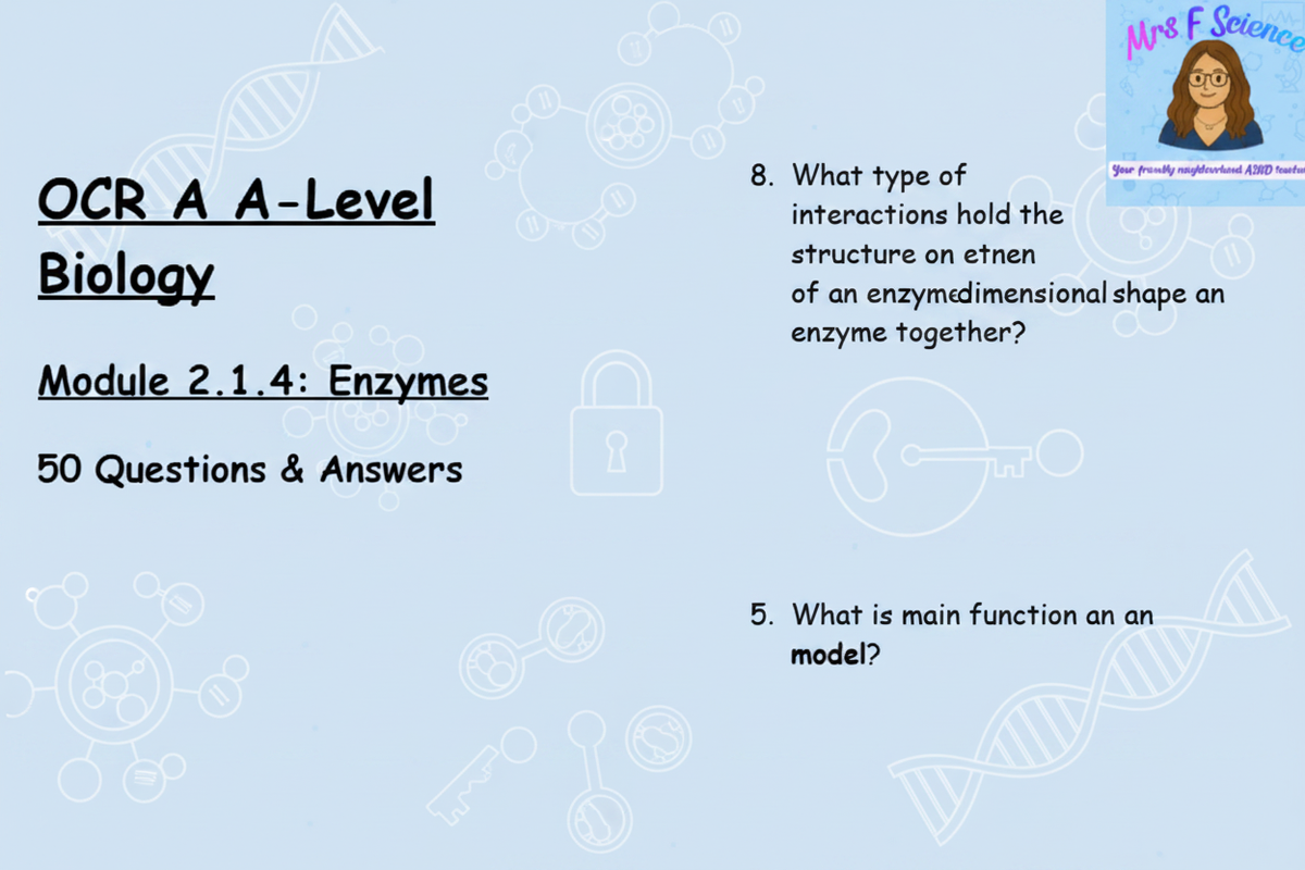 OCR A A-Level Biology Module 2.1.4 Enzymes 50 Questions and Answers