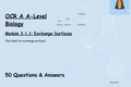 OCR A A-Level Biology Module 3.1.1 Exchange Surfaces 50 Questions and Answers