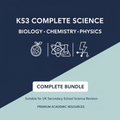 KS3 Complete Science Bundle Biology Chemistry Physics revision worksheets cover image