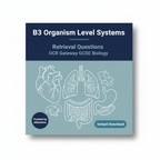 OCR Gateway GCSE Biology B3 Organism Level Systems Retrieval Questions worksheet cover