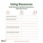 Using Resources GCSE Chemistry C10 Retrieval Questions AQA Triple Science