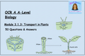 OCR A A-Level Biology Module 3.1.3 Transport in Plants 50 Questions and Answers