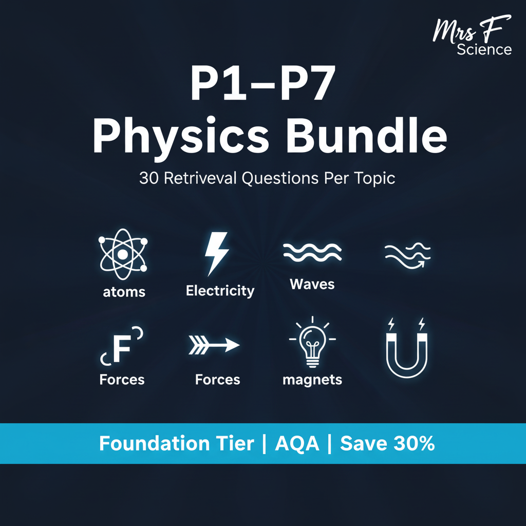 AQA GCSE Physics Foundation Tier Retrieval Bundle P1-P7 Save 30%