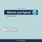 KS3 Science Motion and Speed Retrieval Questions worksheet cover