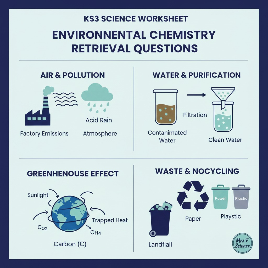 KS3 Science Environmental Chemistry Retrieval Questions - Mrs F Science